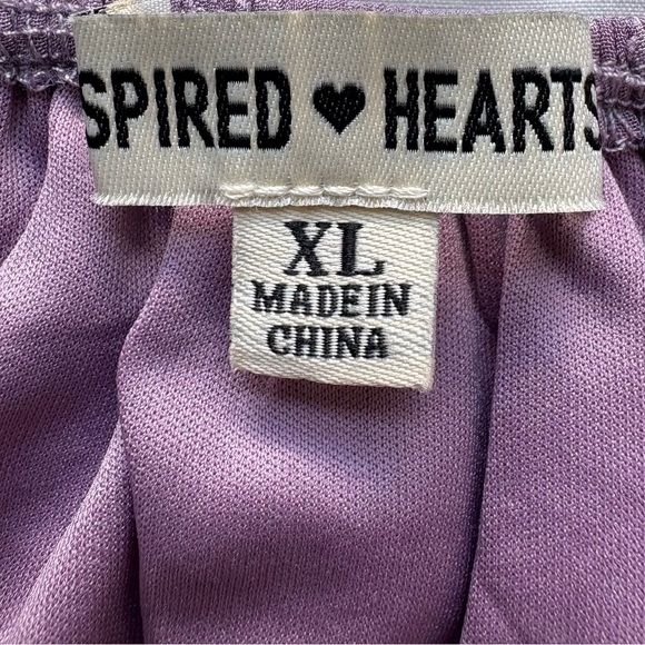 Inspired Hearts Purple Smocked Long Sleeve Short Dress. Size XL - Picture 7 of 8